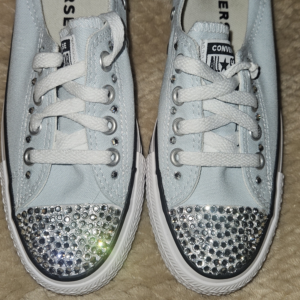 Converse Light Blue Sneakers with Sparkling Accents